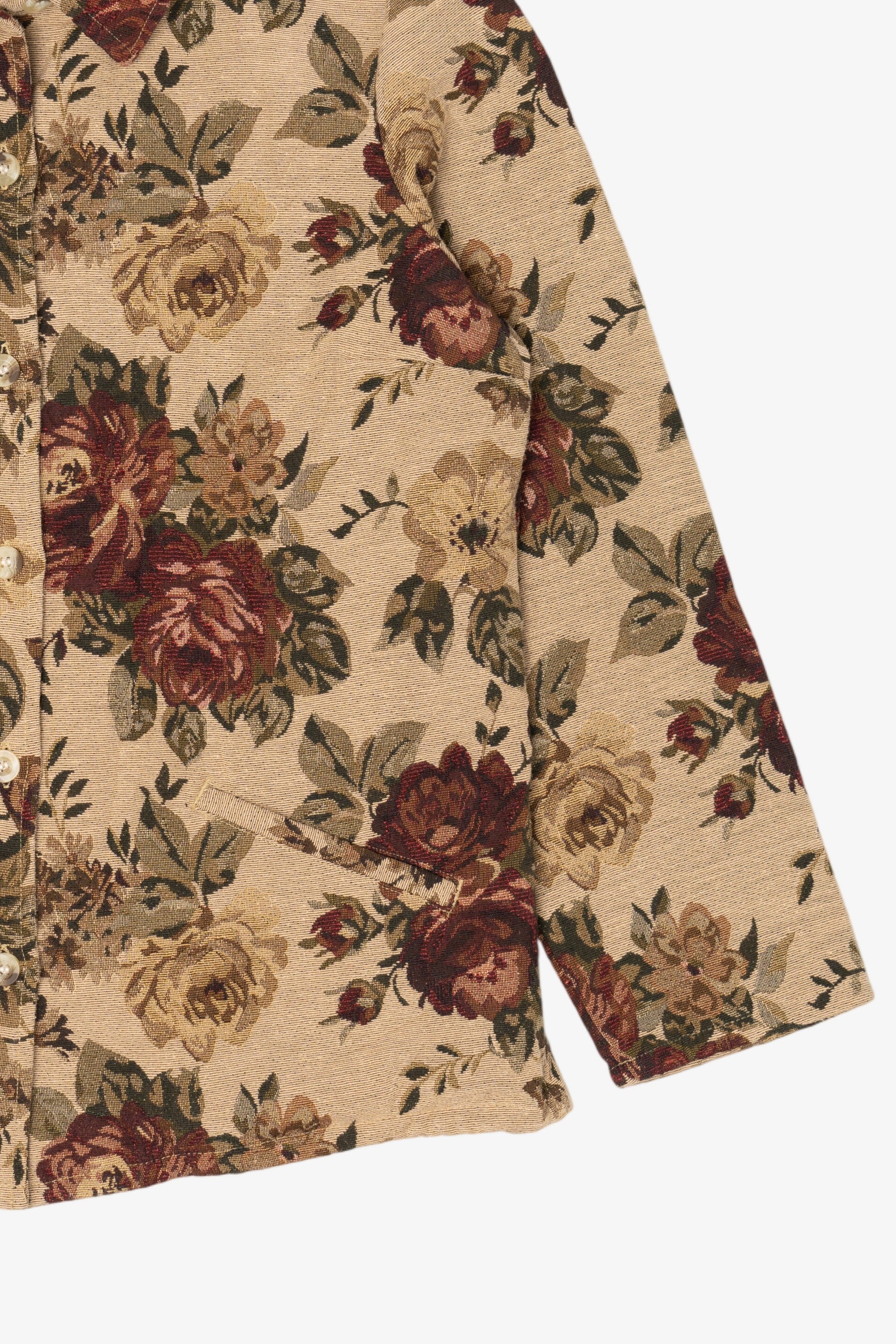 Vintage Beige Floral  Lemon Grass Studio Tapestry Jacket (1990s)
