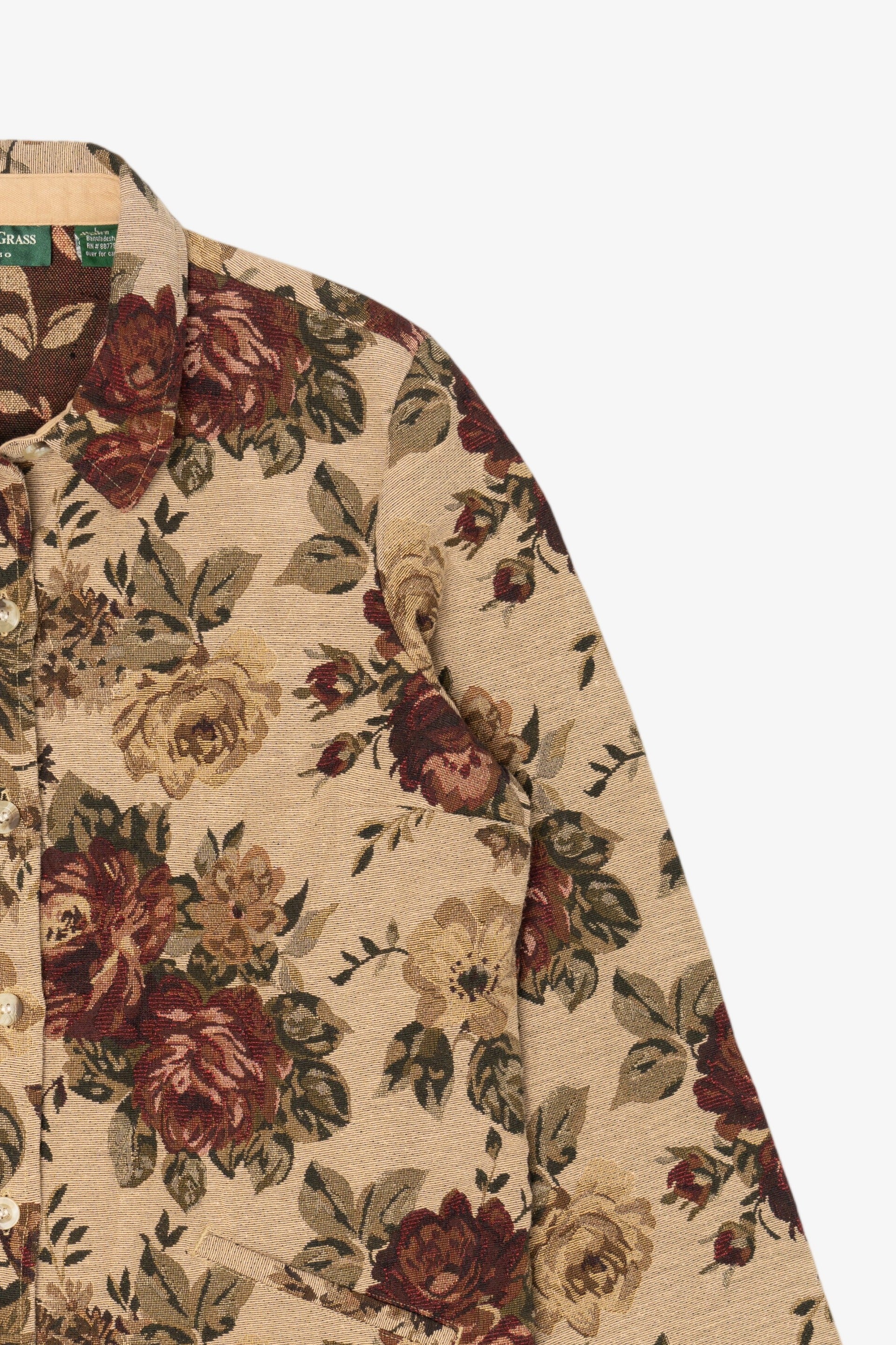 Vintage Beige Floral  Lemon Grass Studio Tapestry Jacket (1990s)