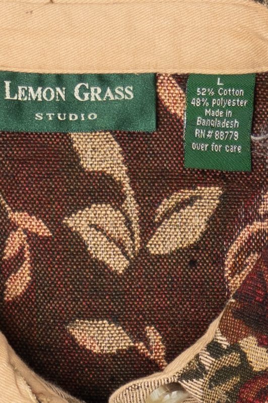 Vintage Beige Floral  Lemon Grass Studio Tapestry Jacket (1990s)