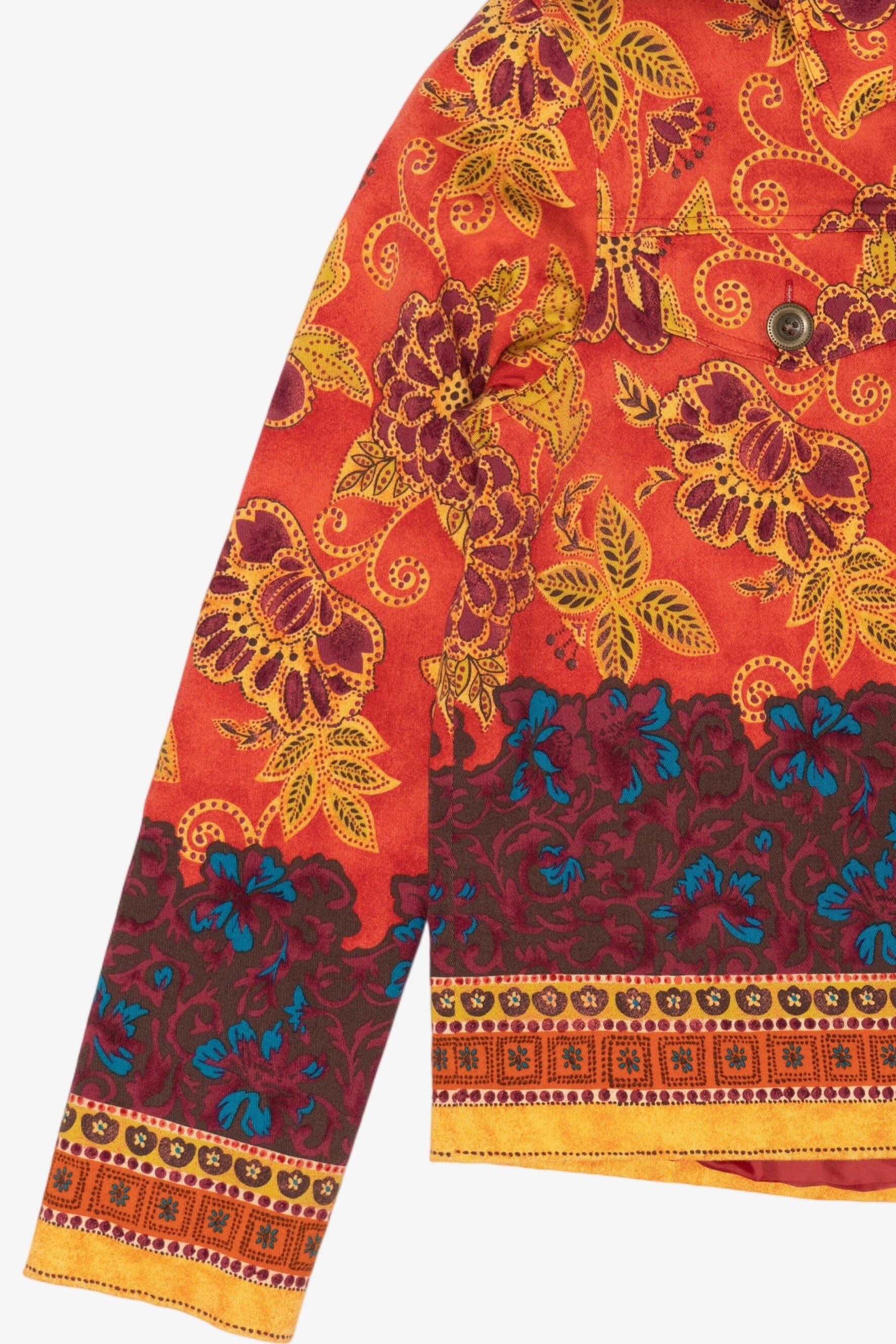 Vintage Y2k Orange-Red Floral Coldwater Creek Jacket (2000s)