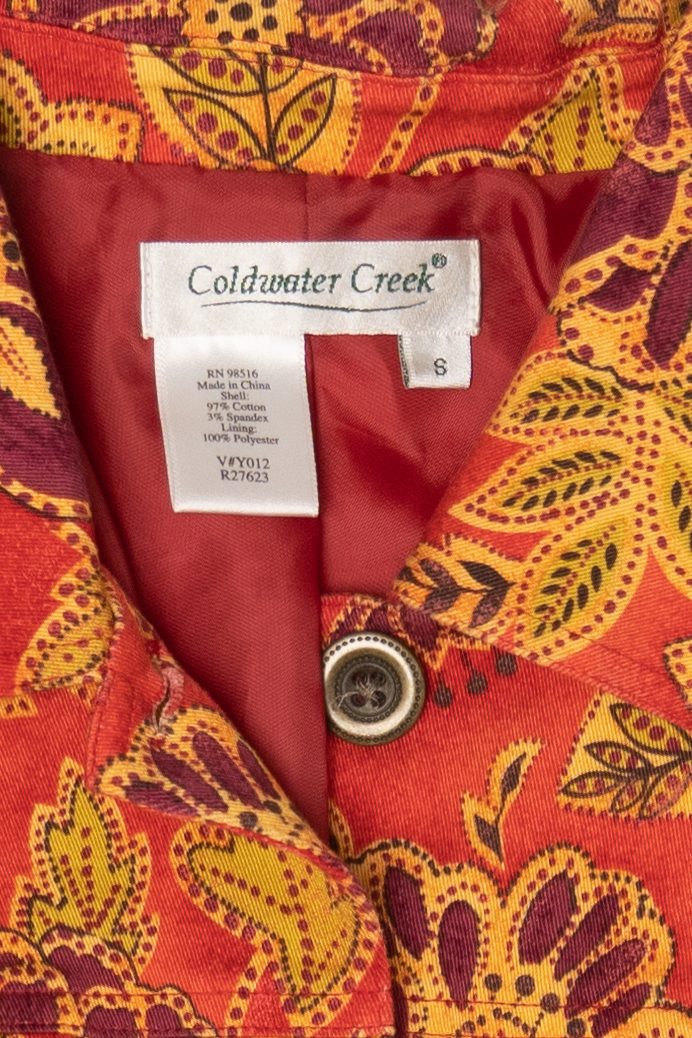Vintage Y2k Orange-Red Floral Coldwater Creek Jacket (2000s)