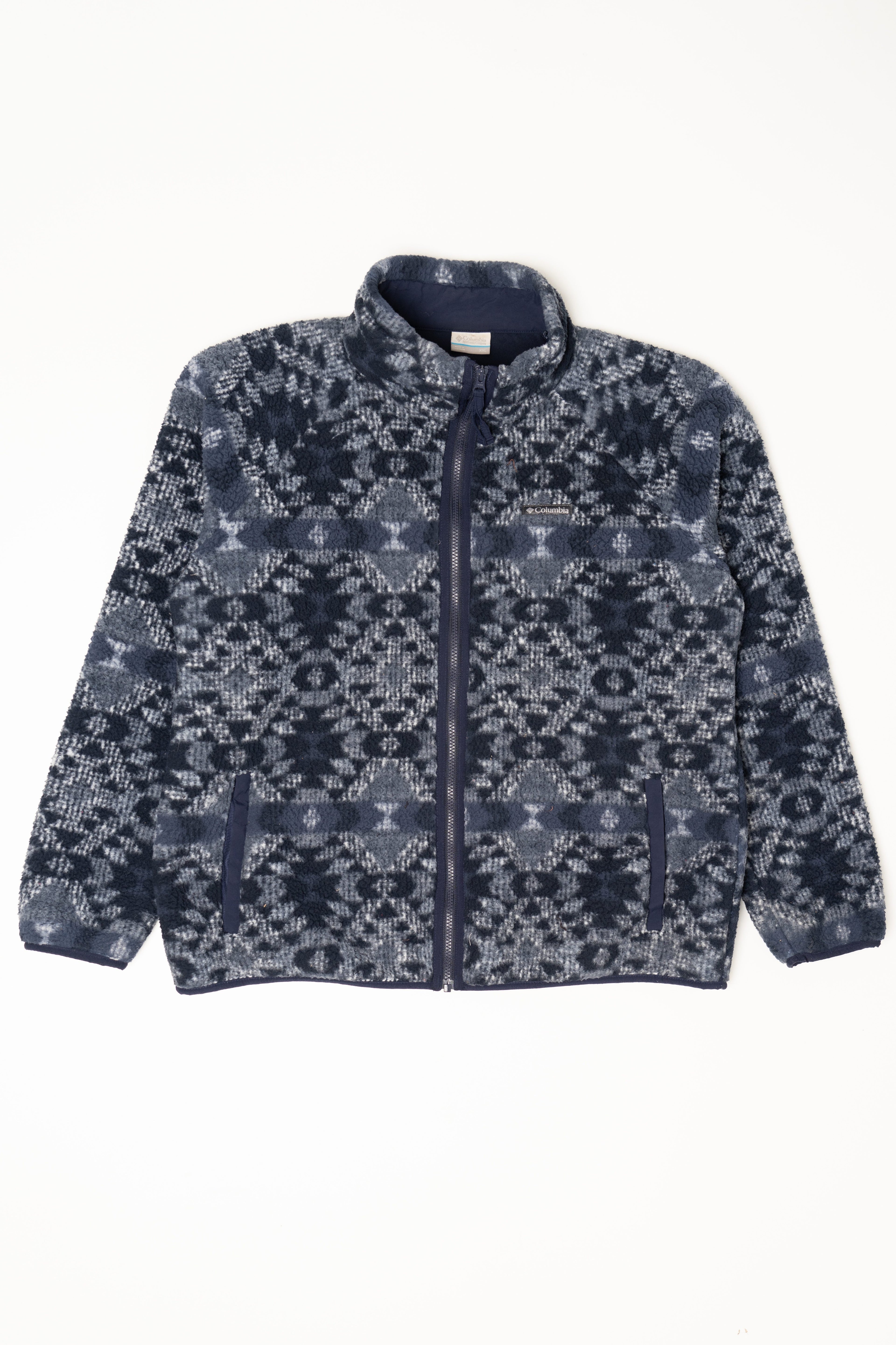 Navy Blue Aztec Pattern Columbia Fleece Jacket (2020s)