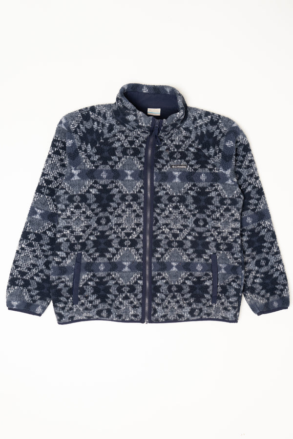 Navy Blue Aztec Pattern Columbia Fleece Jacket (2020s)
