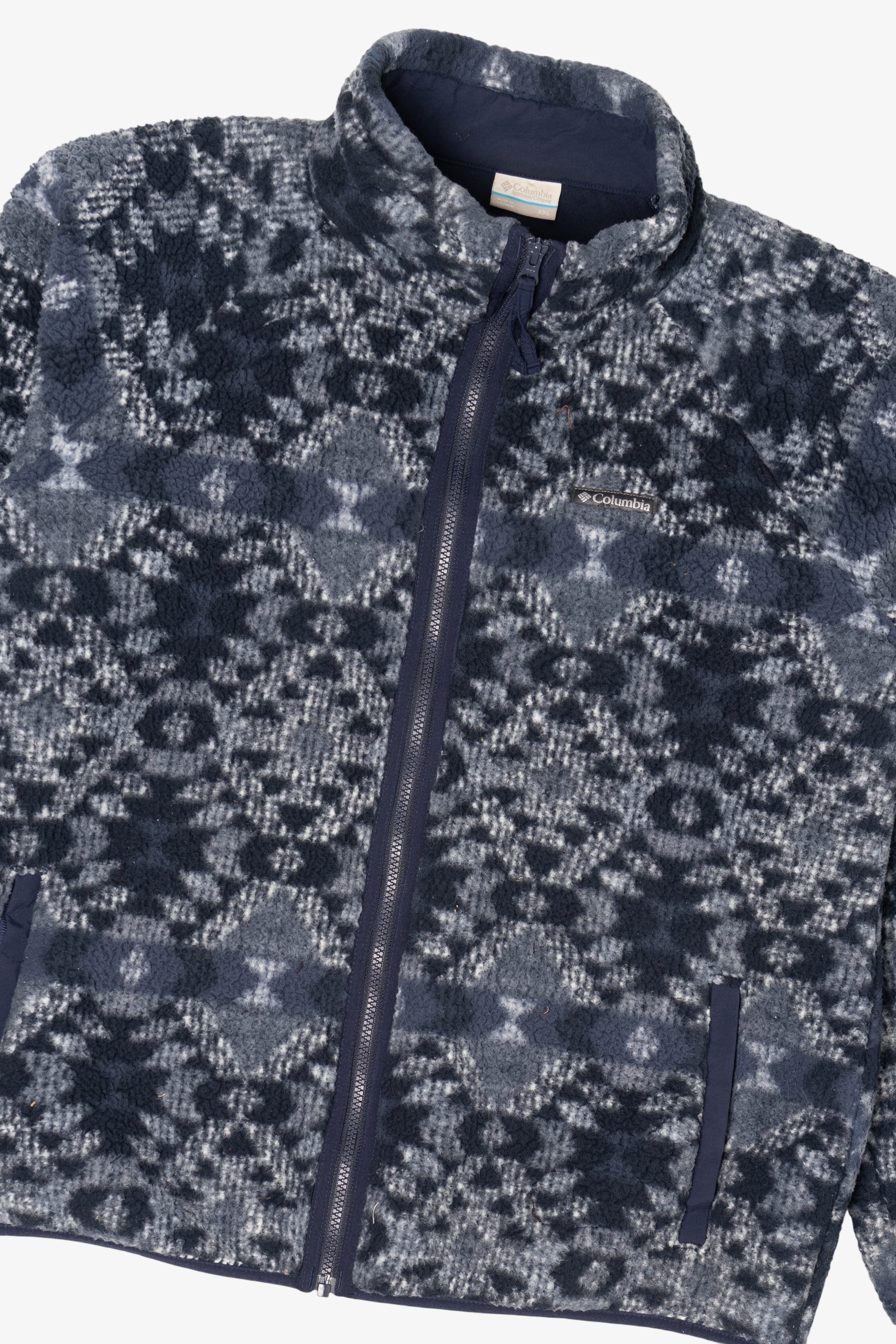 Navy Blue Aztec Pattern Columbia Fleece Jacket (2020s)