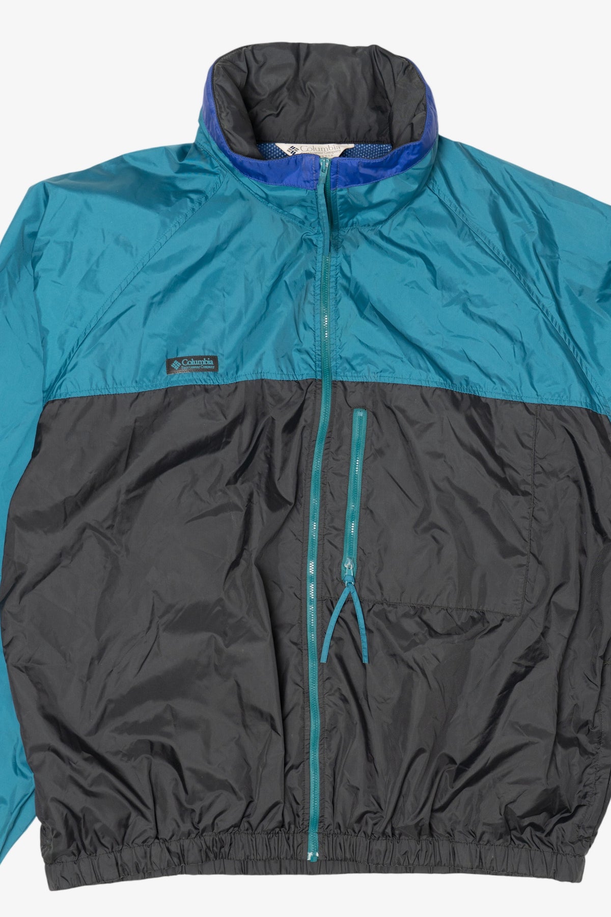 Vintage Teal Columbia Color Block Windbreaker (1990s)