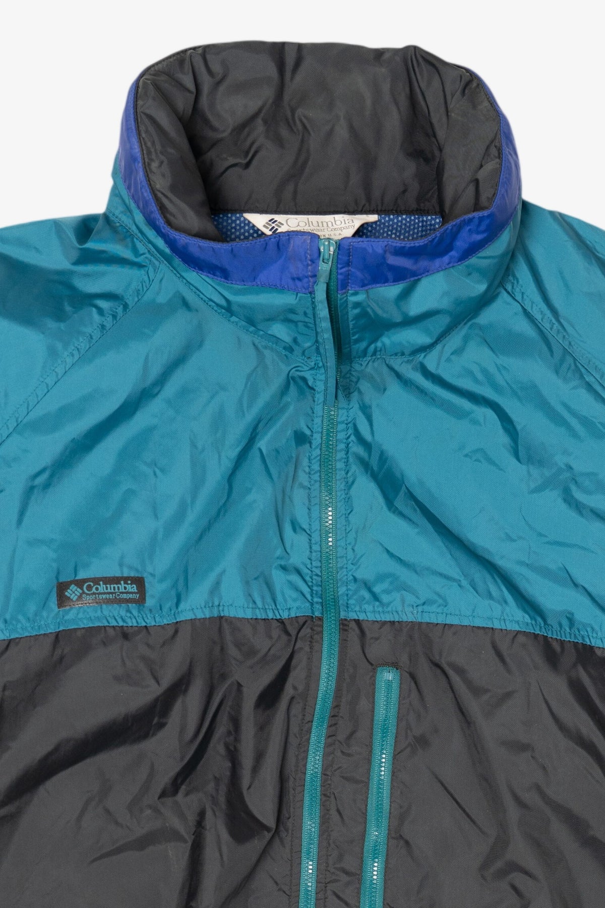 Vintage Teal Columbia Color Block Windbreaker (1990s)