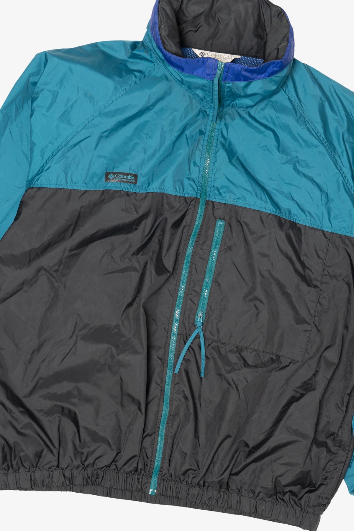 Vintage Teal Columbia Color Block Windbreaker (1990s)