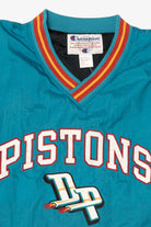 Vintage Teal Detroit Pistons Champion Pullover Jacket (1990s)