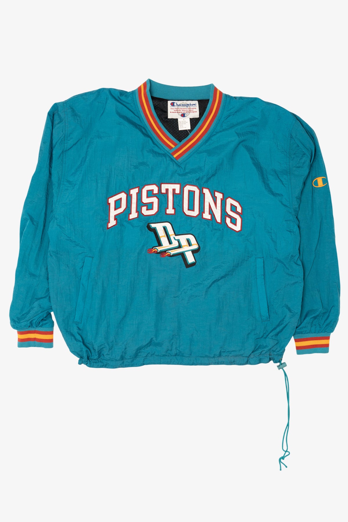 Vintage Teal Detroit Pistons Champion Pullover Jacket (1990s)