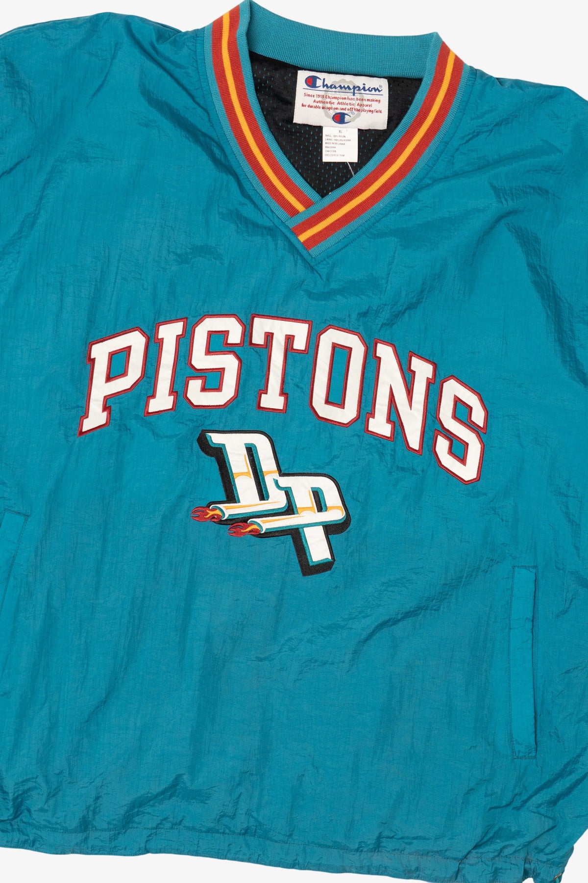 Vintage Teal Detroit Pistons Champion Pullover Jacket (1990s)