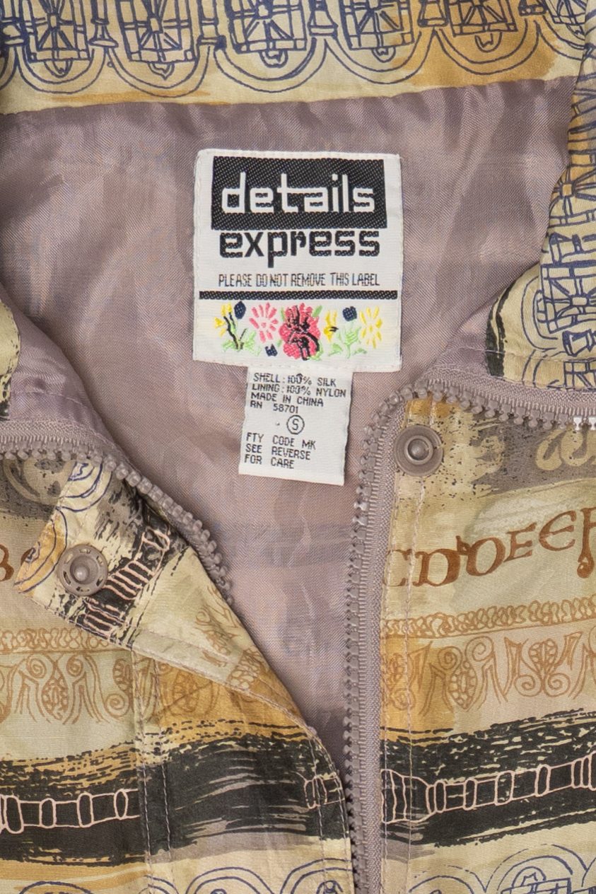 Vintage Details Express Stylized Letters Pattern Bomber Jacket (1990s)