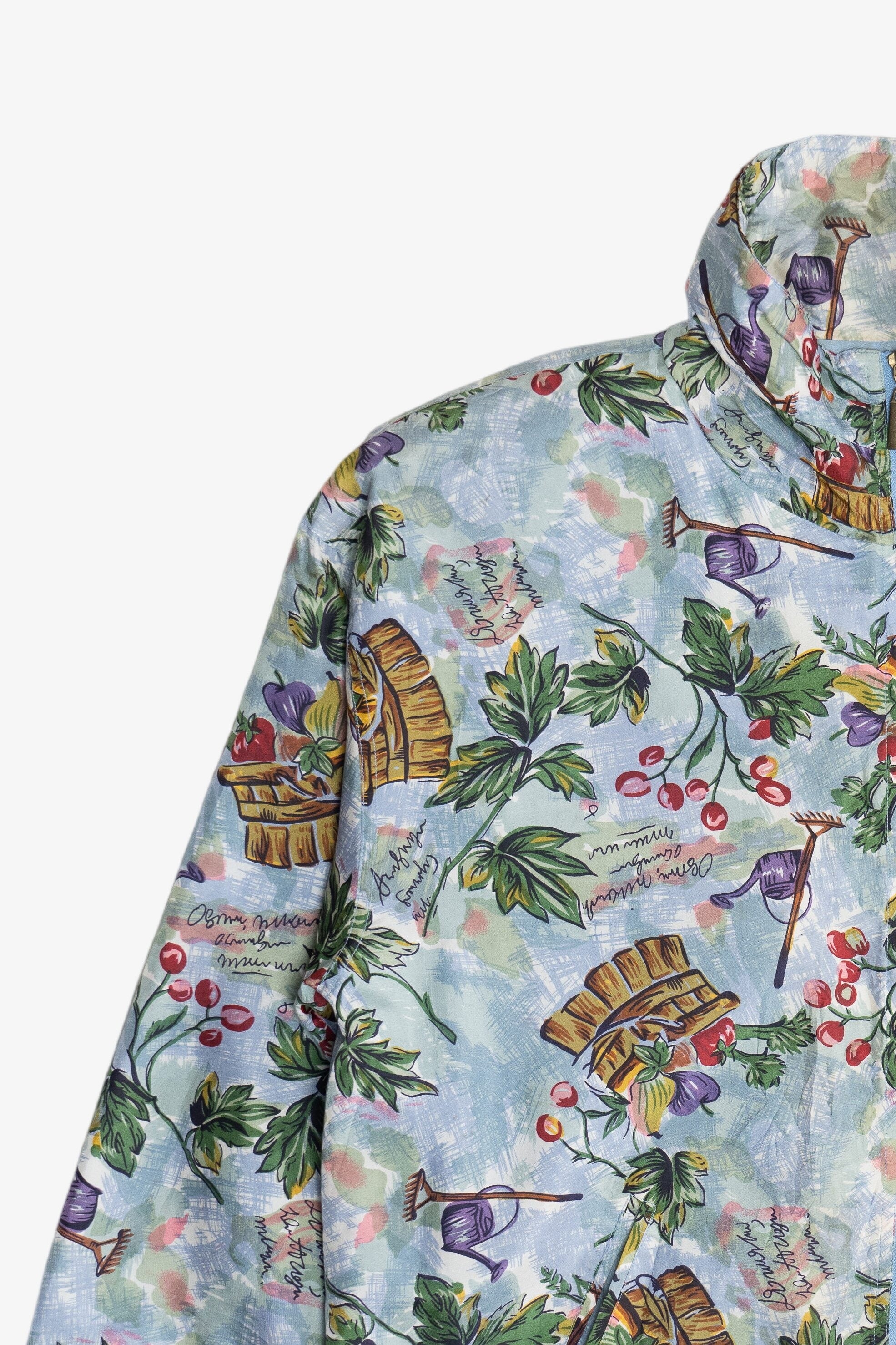 Vintage Basic Editions Fruit Garden Pattern Silk Jacket (1990s