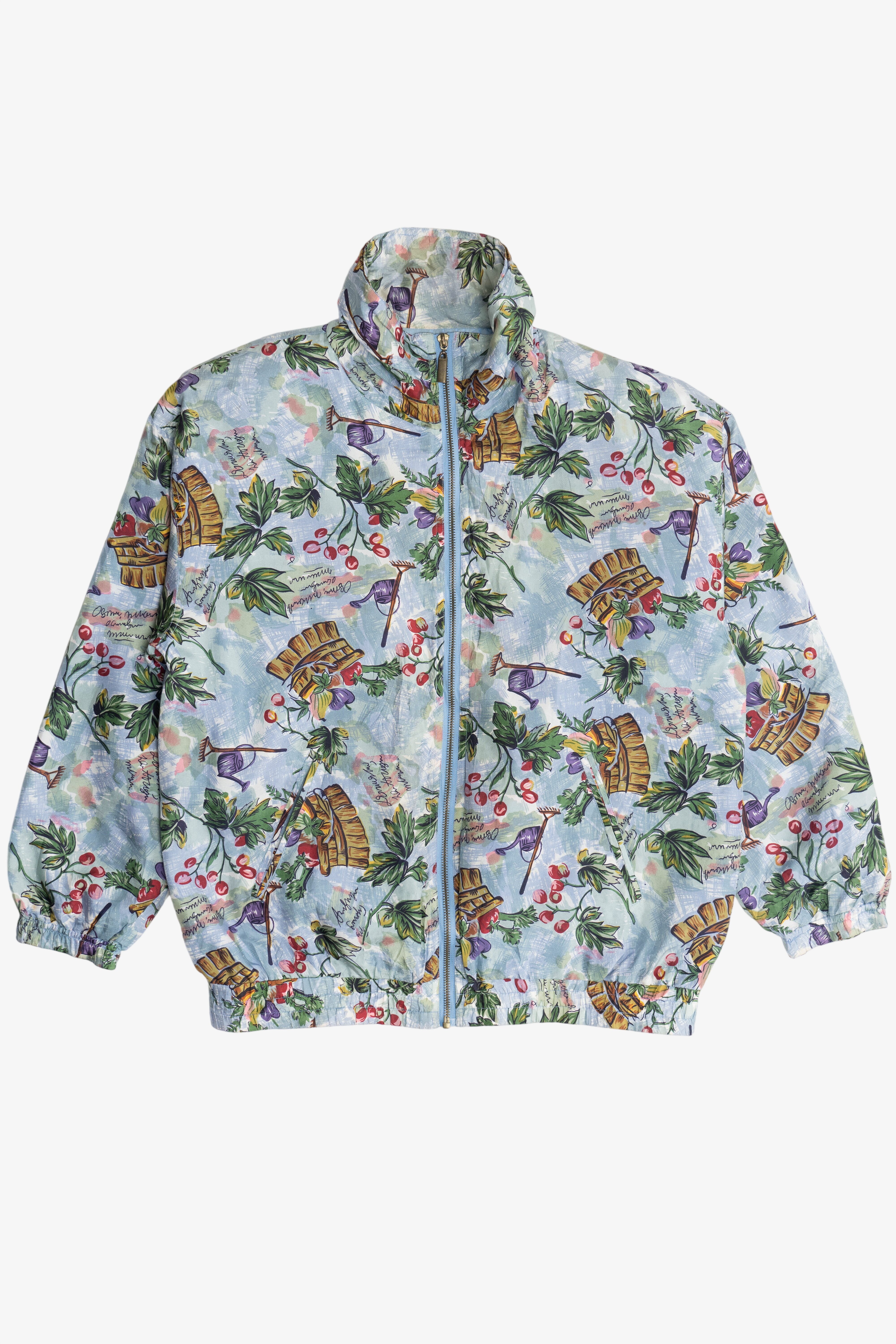 ジャケット・アウター 90s vintage Silk Floral Pattern Jacket L Vintage Basic Editions Fruit Garden Pattern Silk Jacket (1990s