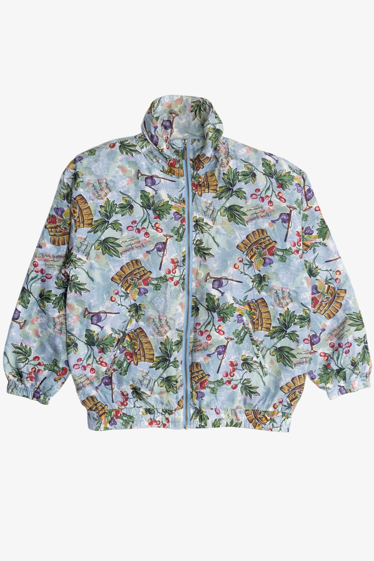 Vintage Basic Editions Fruit Garden Pattern Silk Jacket (1990s 