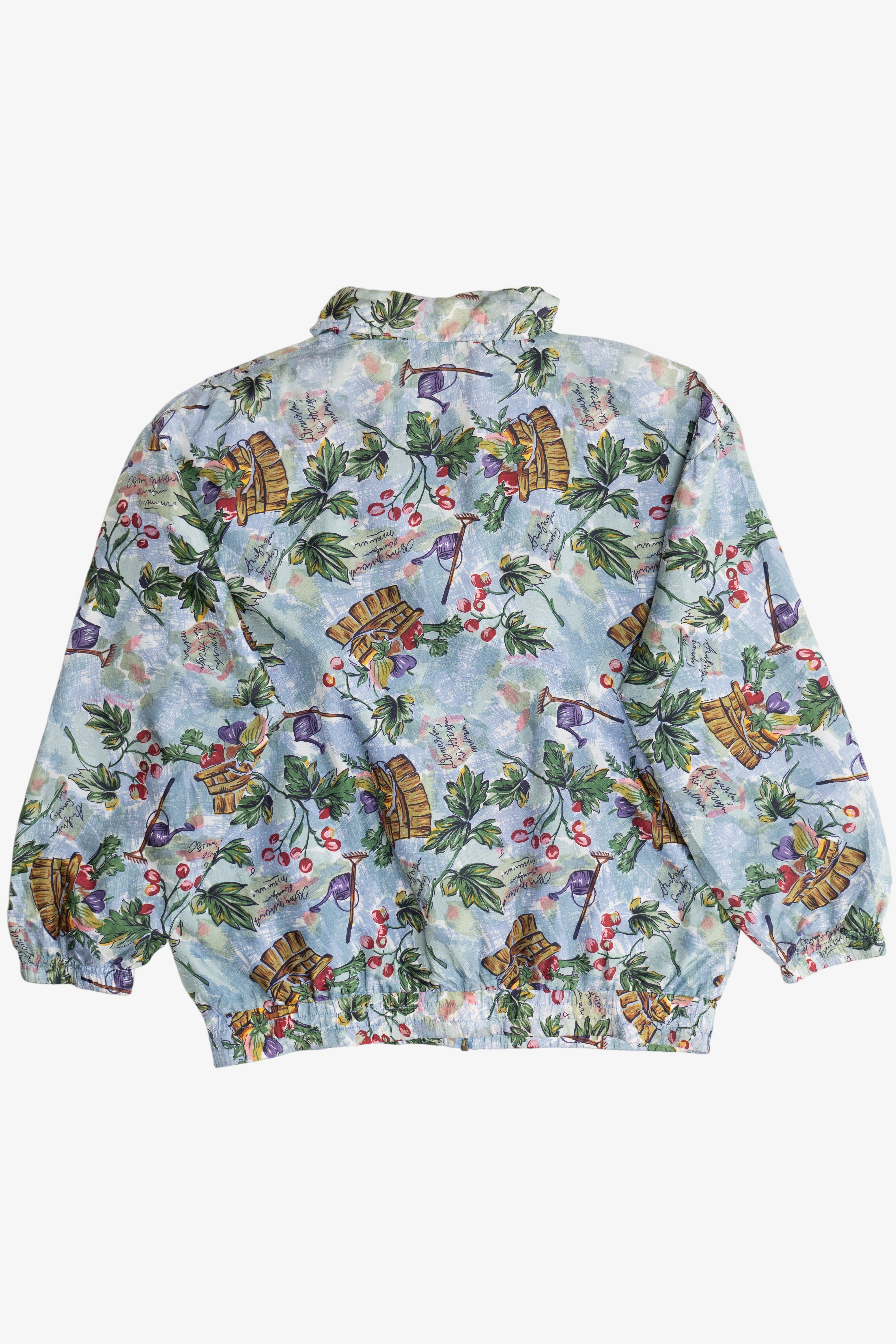 Vintage Basic Editions Fruit Garden Pattern Silk Jacket (1990s