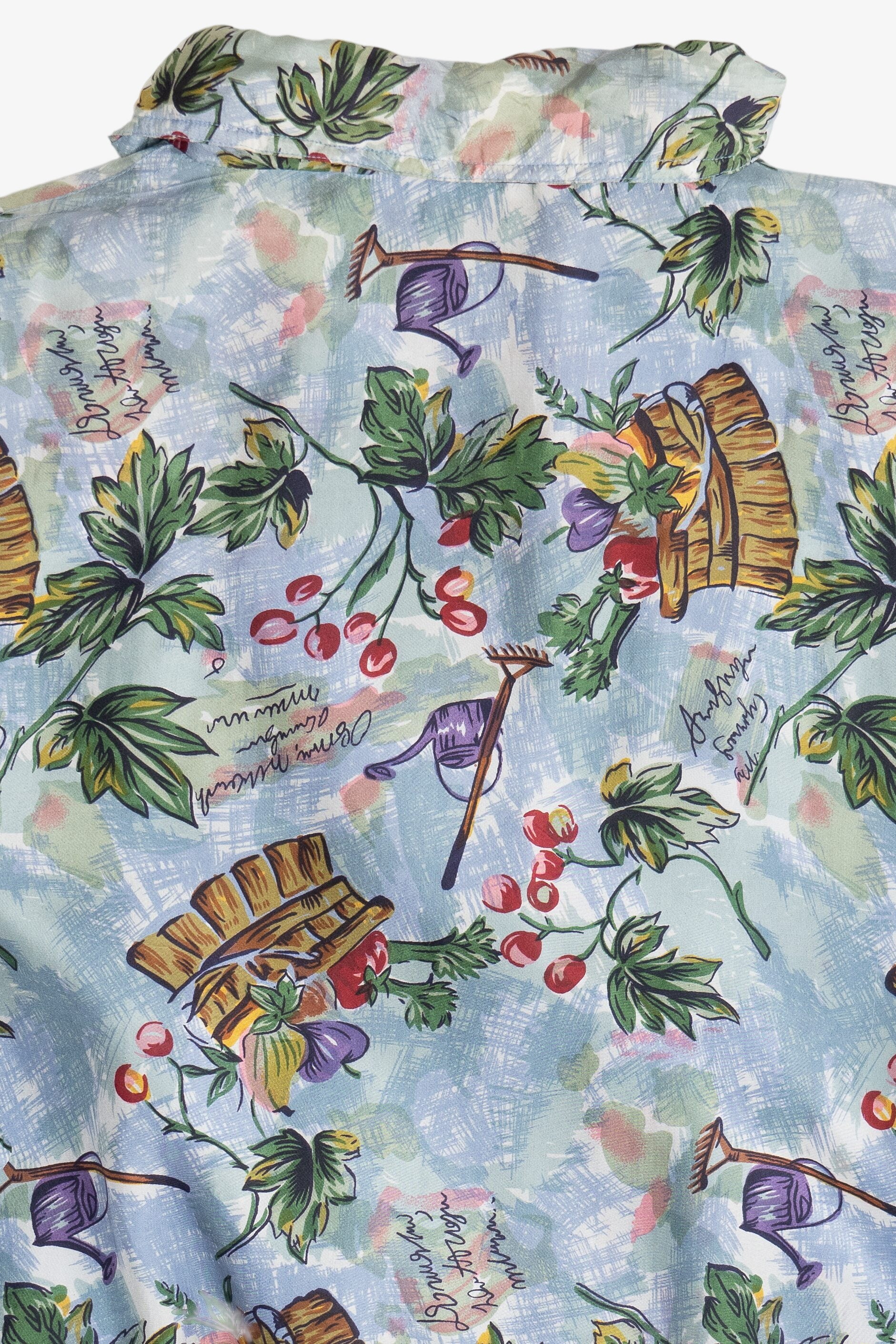 Vintage Basic Editions Fruit Garden Pattern Silk Jacket (1990s