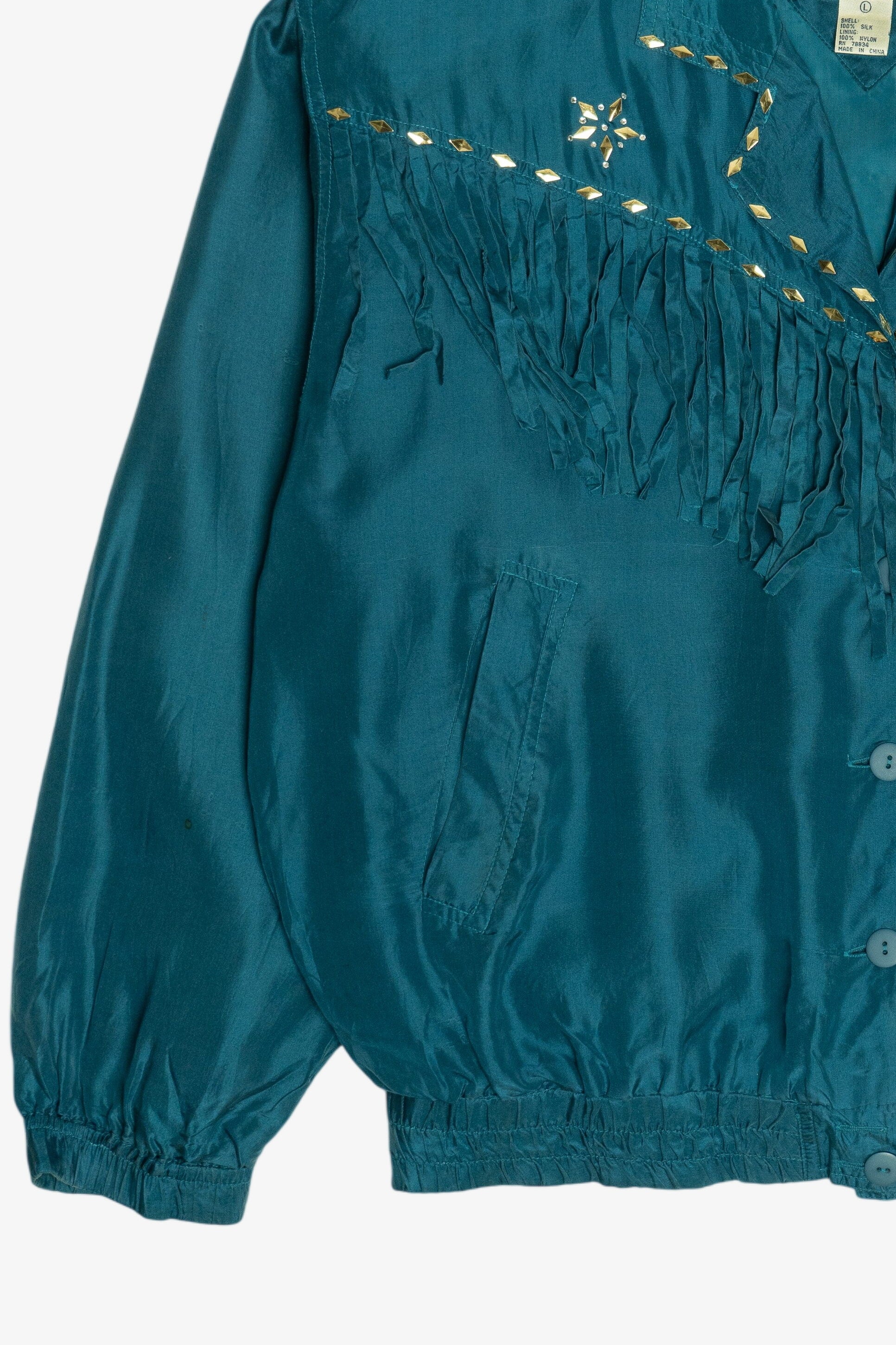 Vintage Bogari Silk Fringe Windbreaker Jacket (1980s)