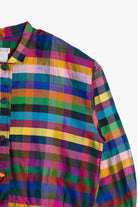 Vintage Bright Plaid Silk Button Up Jacket (1980s)
