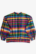 Vintage Bright Plaid Silk Button Up Jacket (1980s)