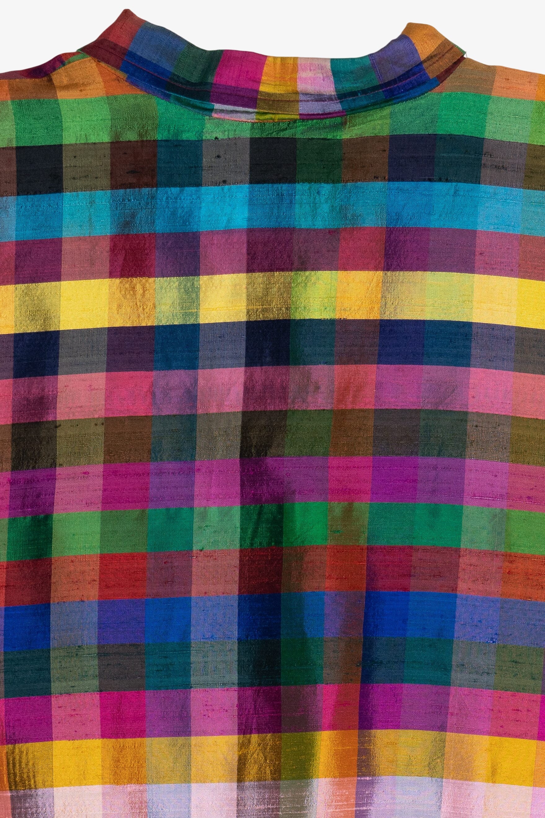 Vintage Bright Plaid Silk Button Up Jacket (1980s)