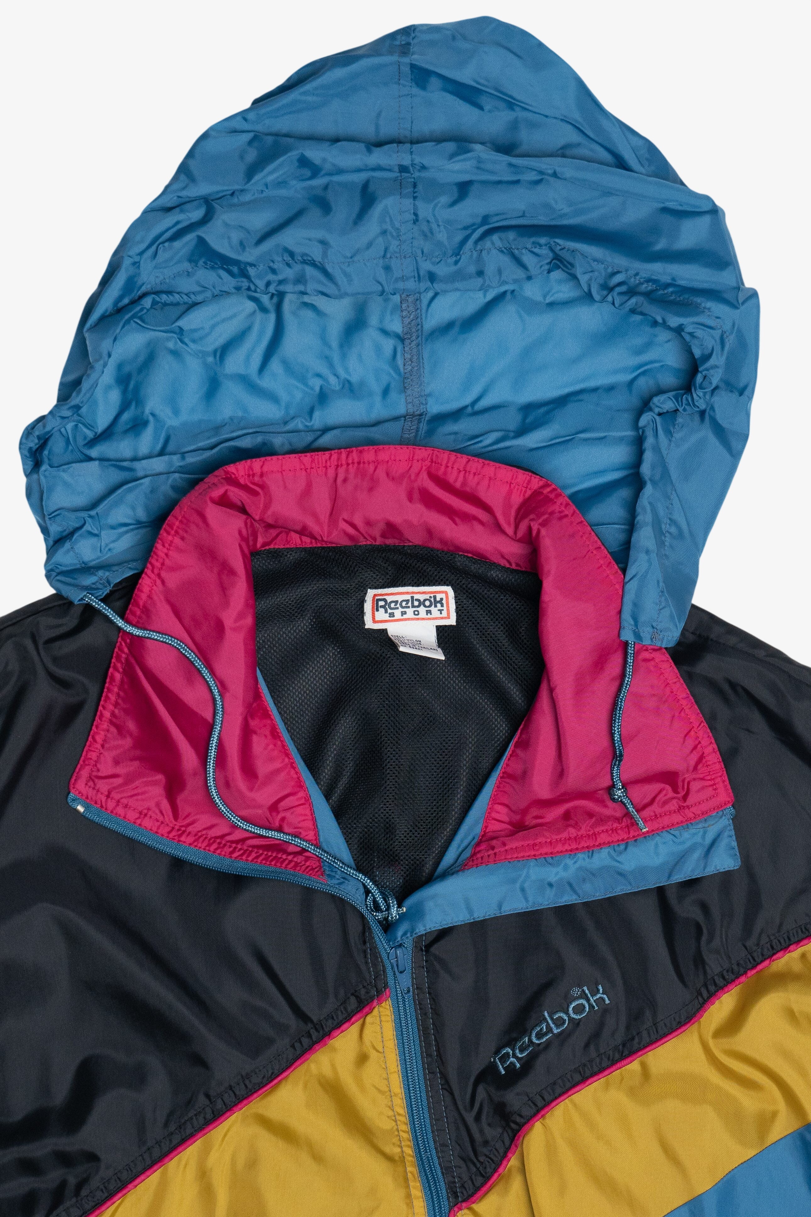 Vintage Reebok Color Block Hideaway Hood Windbreaker (1990s)