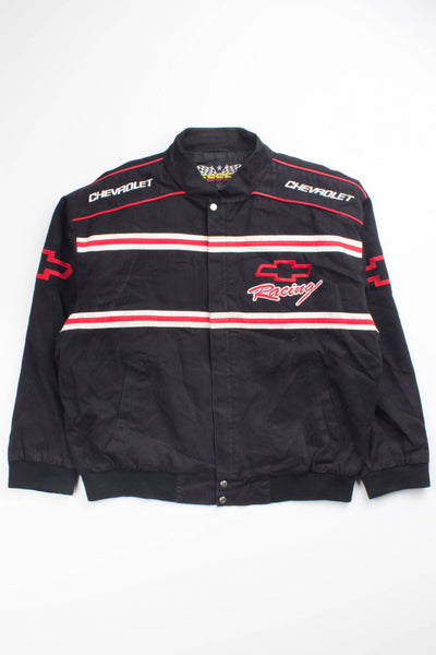【vintage GM CHEVROLET Racing jacket】 Vintage Essex Chevrolet Racing Jacket - Black – The Igala NYC