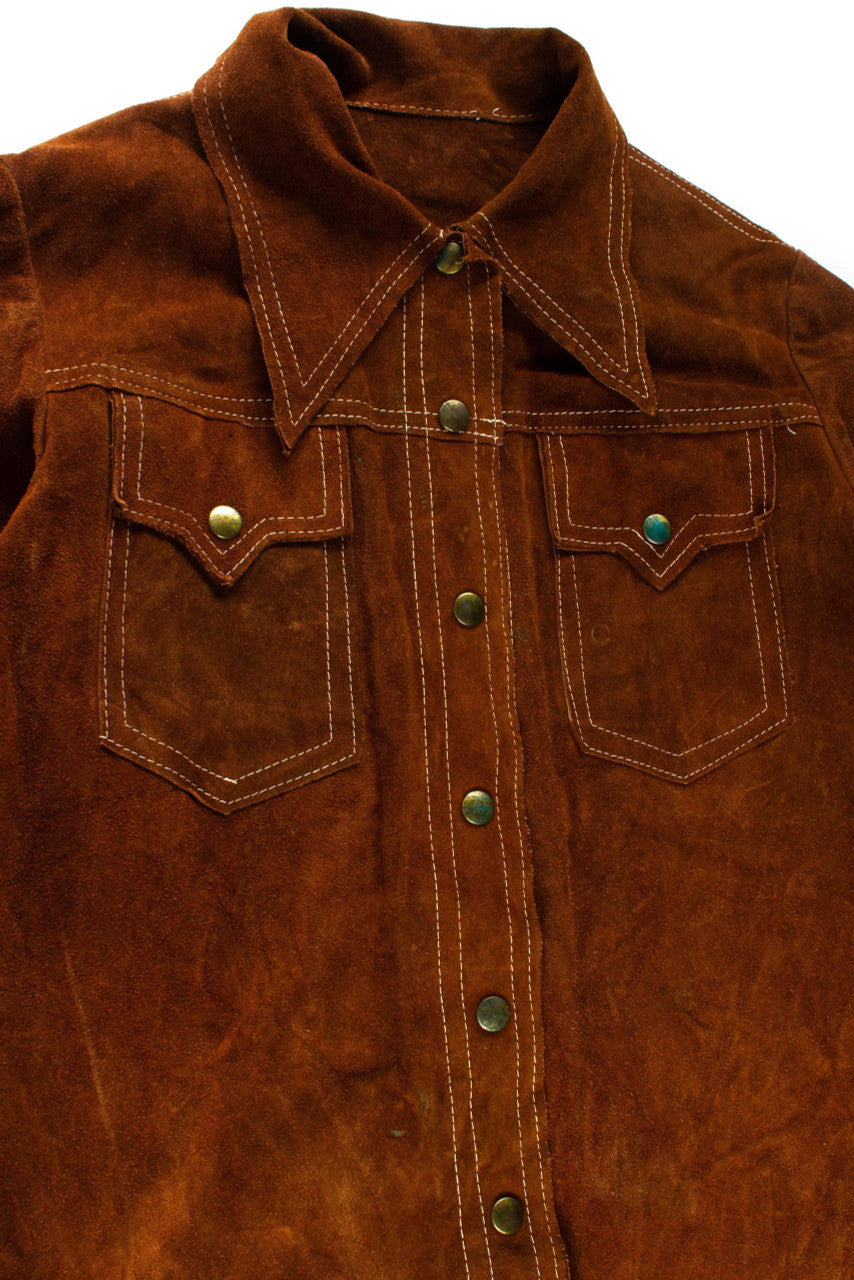 Vintage Suede Button Up Jacket