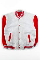 Vintage Red & Gray Snap Bomber Jacket