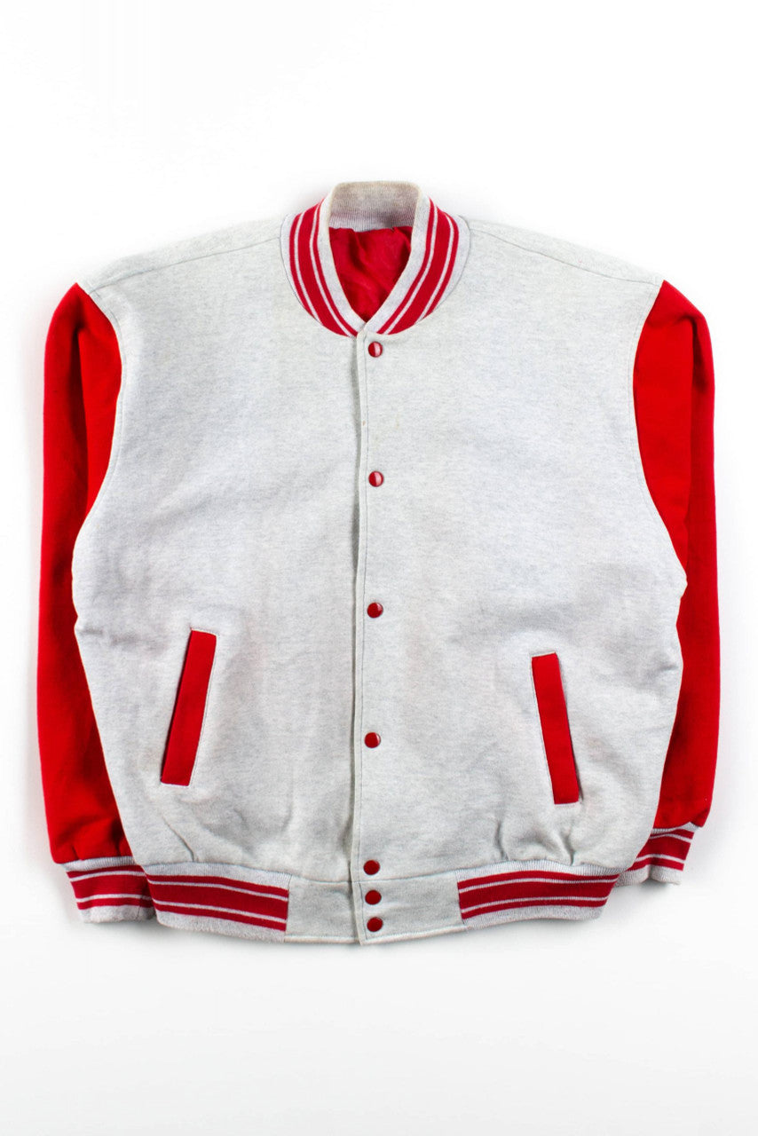 Vintage Red & Gray Snap Bomber Jacket