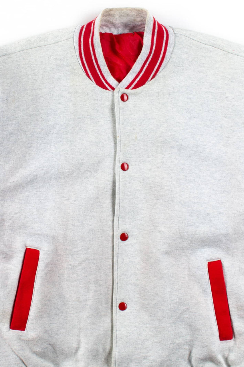 Vintage Red & Gray Snap Bomber Jacket