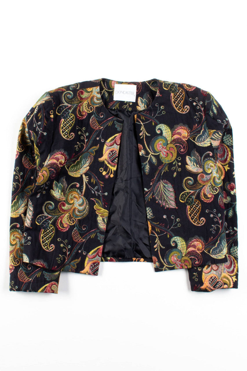 Vintage Floral Open Lightweight Jacket