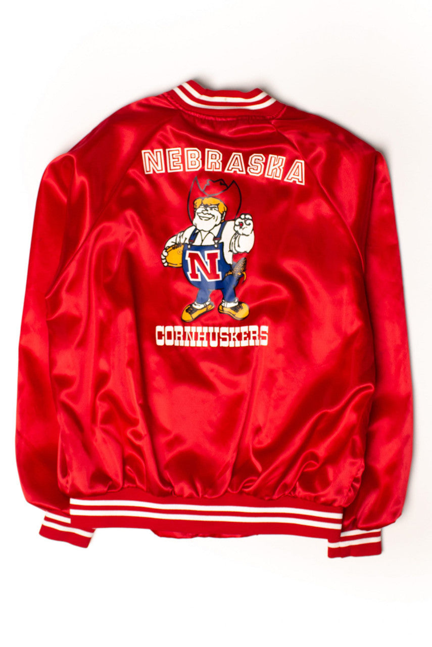 Vintage Nebraska Cornhuskers Satin Varsity Jacket (1980s)