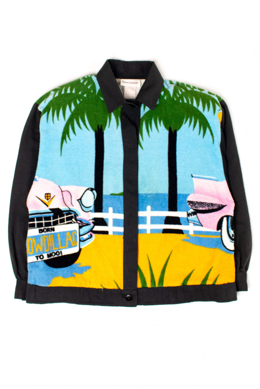 Vintage 'Cowdillac Born To Moo!' Terry Cloth Lightweight Jacket (1990s)