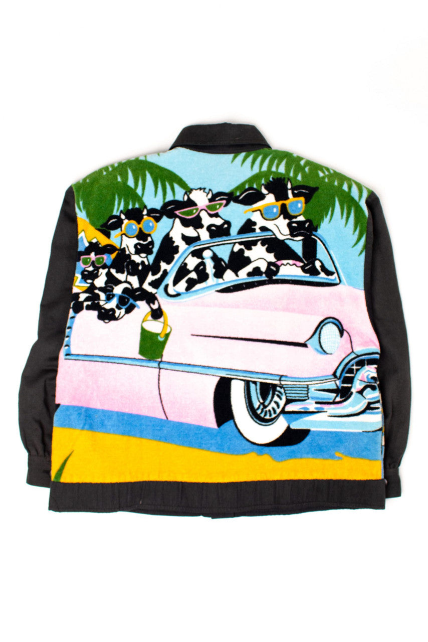 Vintage 'Cowdillac Born To Moo!' Terry Cloth Lightweight Jacket (1990s)