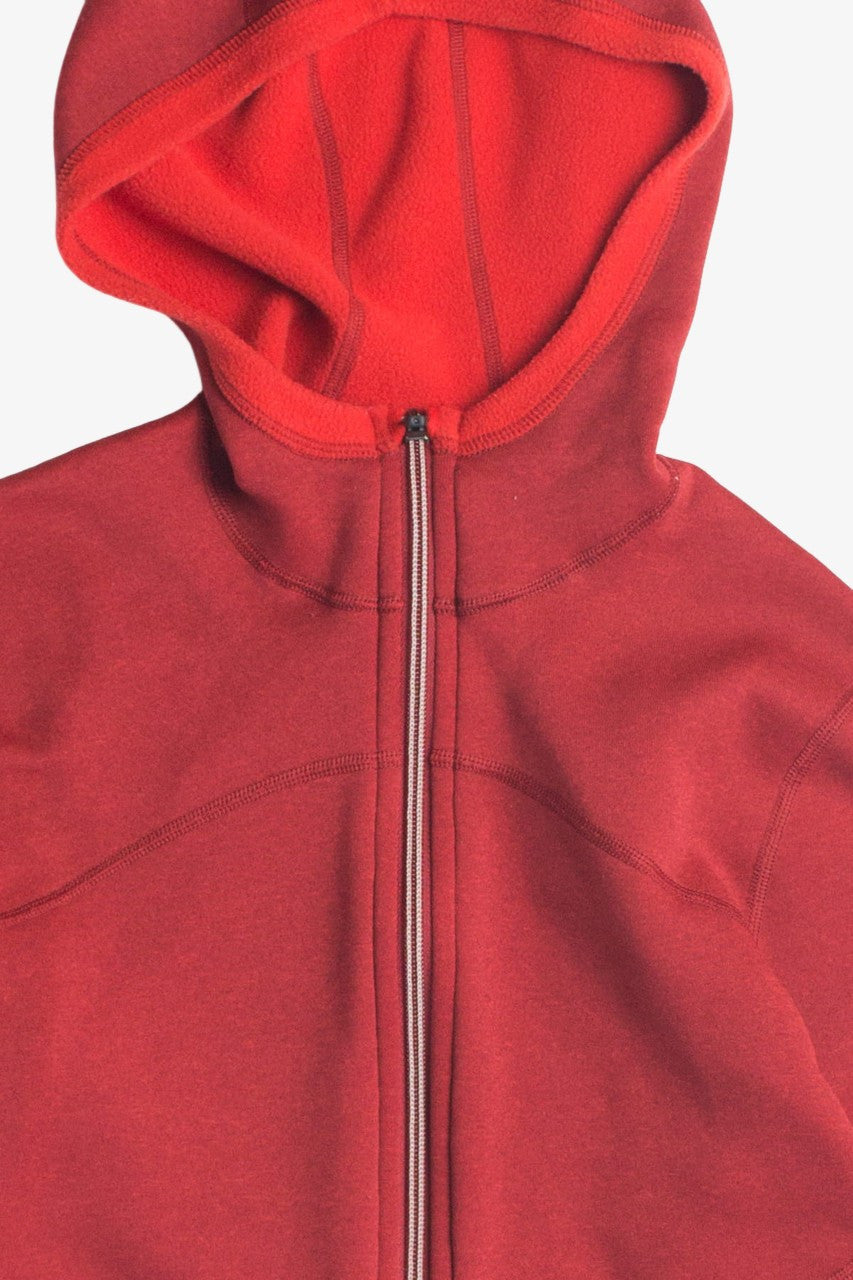 Red Hooded Fleece Lined Lightweight Jacket