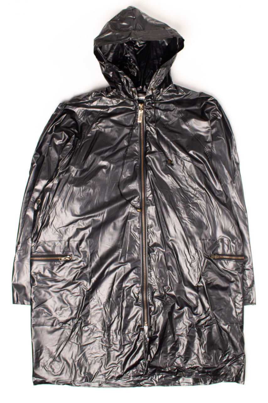 Vintage Glossy Gray Vinyl Rain Jacket