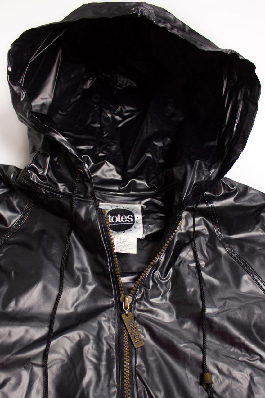 Vintage Glossy Gray Vinyl Rain Jacket
