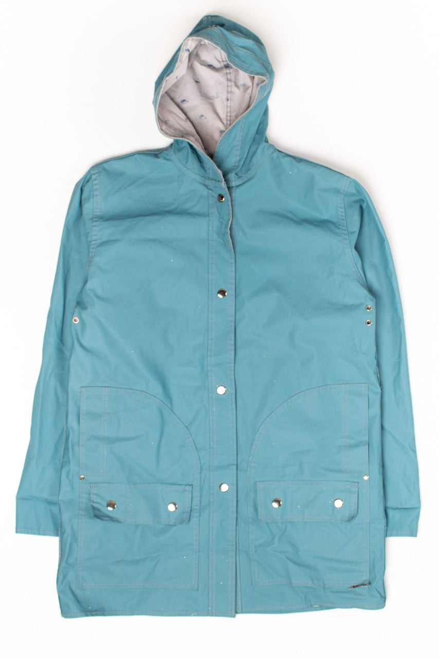 Vintage Blue Whales Rain Jacket