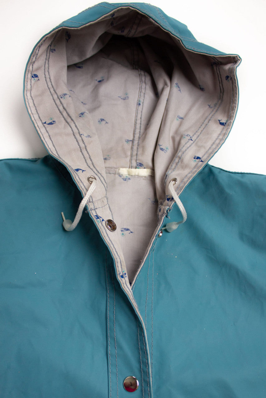 Vintage Blue Whales Rain Jacket