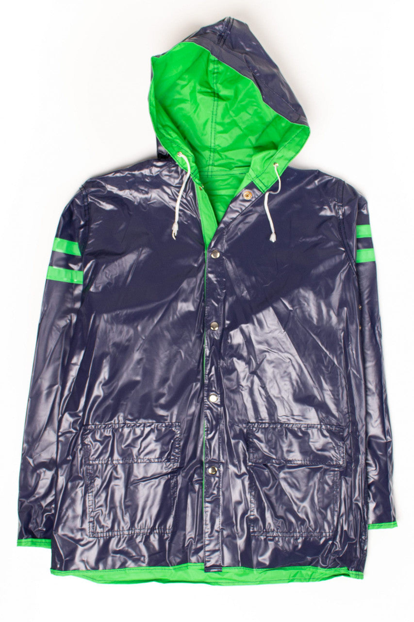 Vintage Green & Navy Reversible Rain Jacket