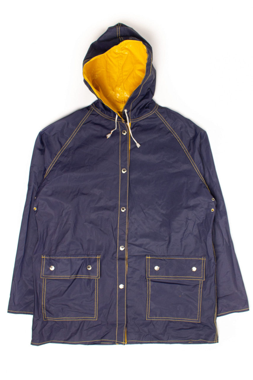 Vintage Yellow & Navy Reversible Rain Jacket