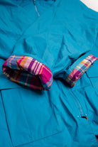 Vintage Blue Pastel Plaid Rain Jacket