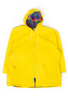 Vintage Yellow Pastel Plaid Insulated Rain Jacket