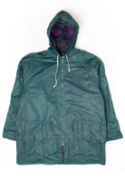 Vintage Dark Green Pastel Plaid Rain Jacket