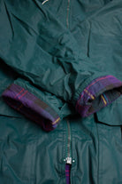 Vintage Dark Green Pastel Plaid Rain Jacket