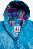 Vintage Blue Pastel Plaid Rain Jacket 1