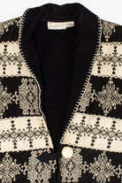 Vintage Black & White Pattern Cropped Jacket
