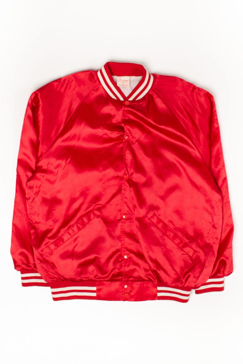 Vintage Red Satin Varsity Jacket