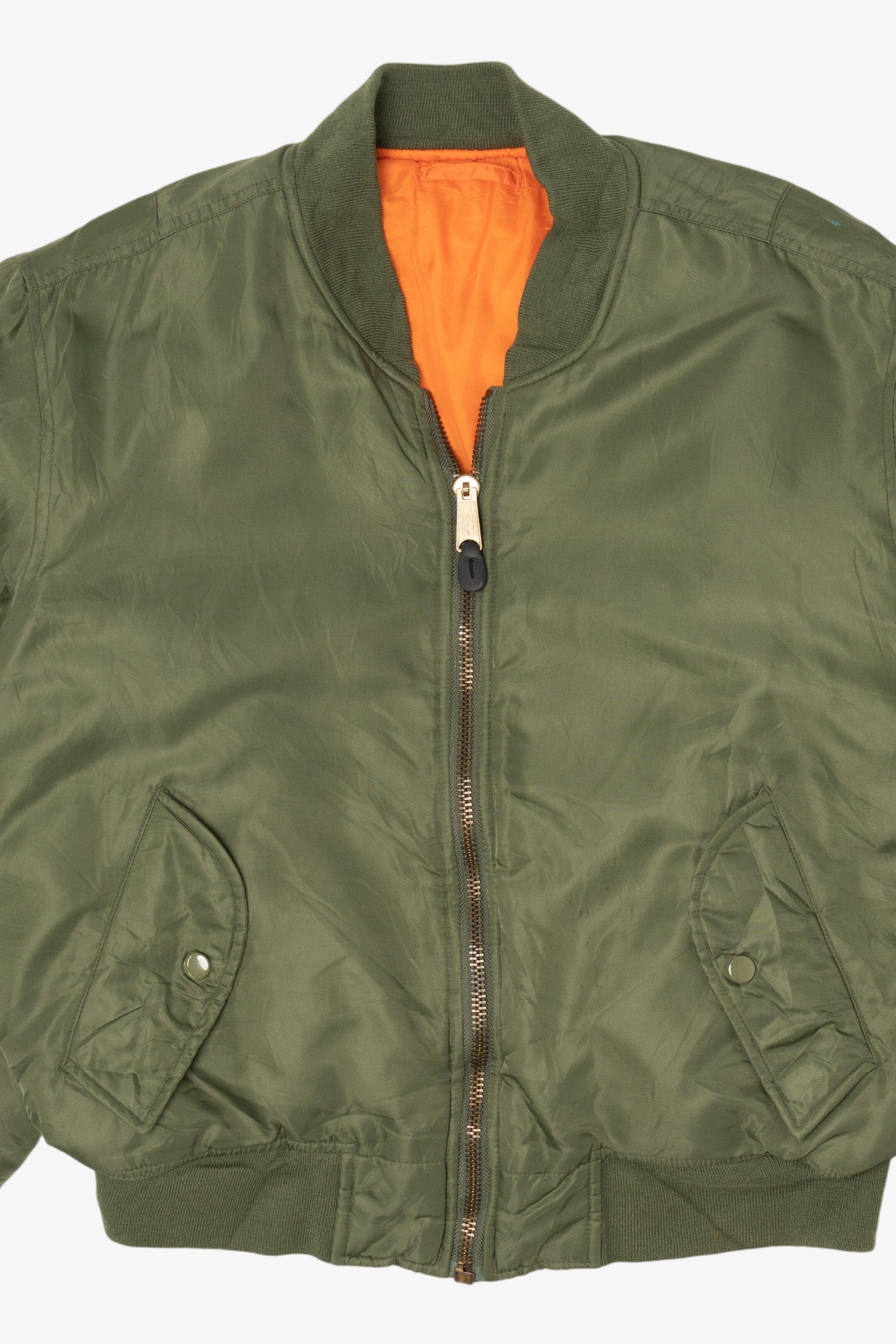 Vintage Olive Ultra Force MA-1 Flight Bomber Jacket (1980s)