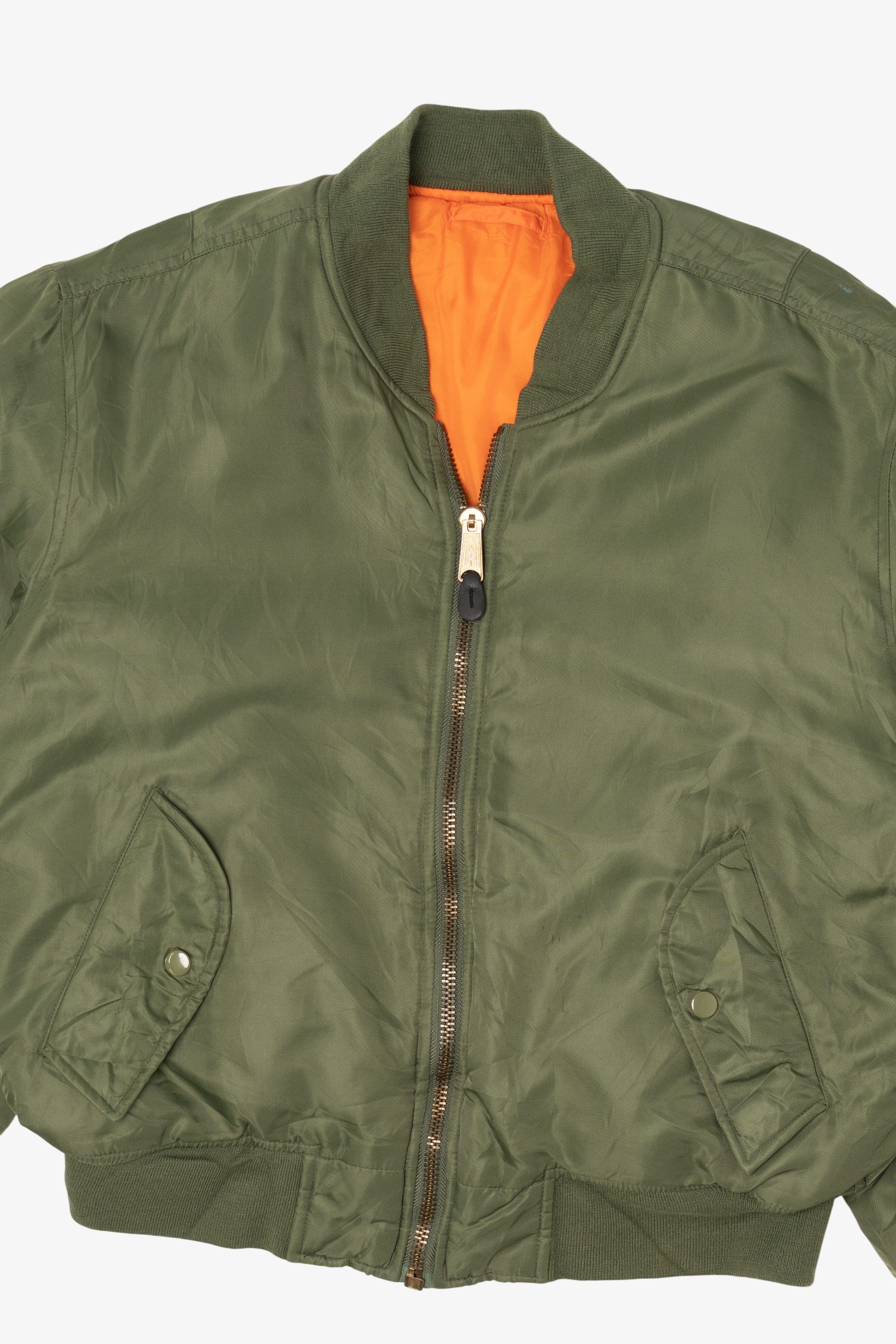 Vintage Olive Ultra Force MA-1 Flight Bomber Jacket (1980s)